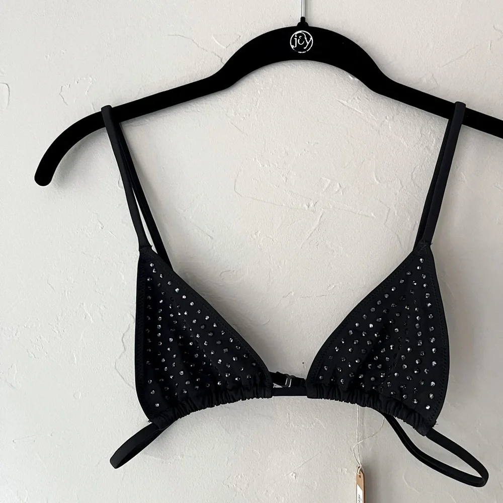 🖤SKIMS SPARKLE JERSEY SWAROVSKI CRYSTAL MINI TRIANGLE BRALETTE IN ONYX L - Picture 1 of 8